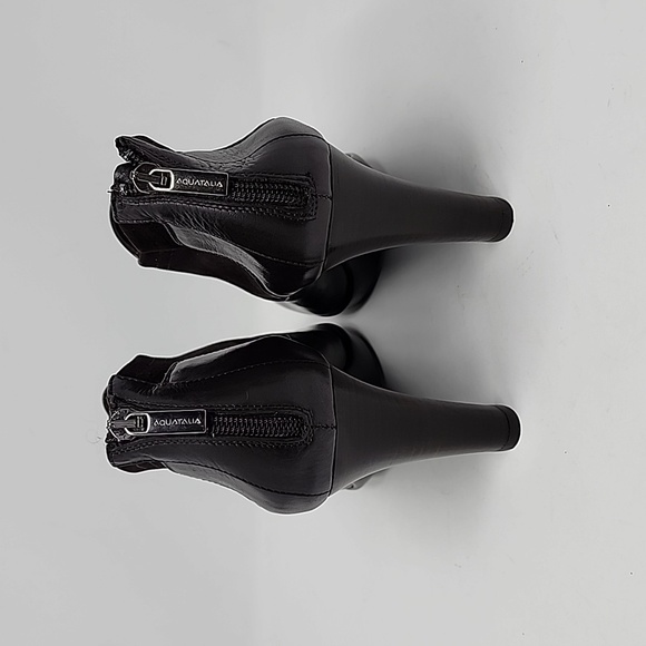 Aquatalia Brown Leather Heels Zip Back Booties Size 10 - Picture 4 of 7